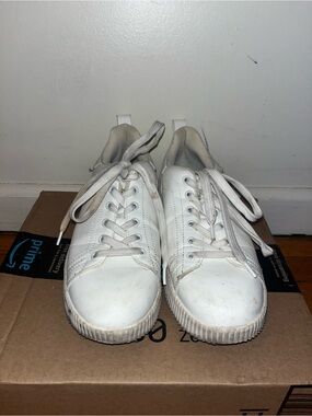 White Low-Top Lace-Up Sneakers